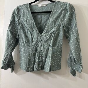 Abercrombie & Fitch Green Polka Dot Blouse